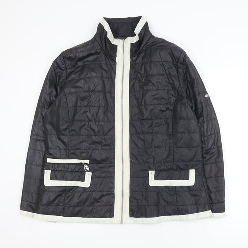 Frandsen Womens Black Puffer Jacket Size 16 Polyester Mid-Length