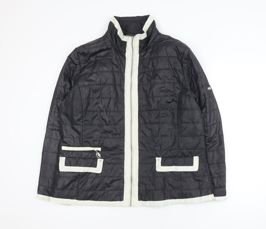 Frandsen Womens Black Puffer Jacket Size 16 Polyester Mid-Length