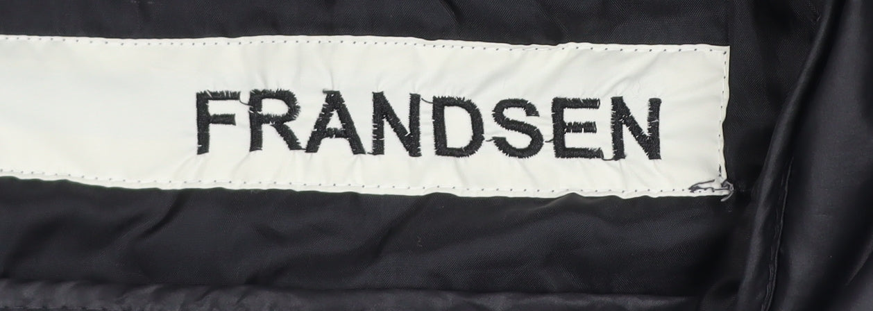 Frandsen Womens Black Puffer Jacket Size 16 Polyester Mid-Length