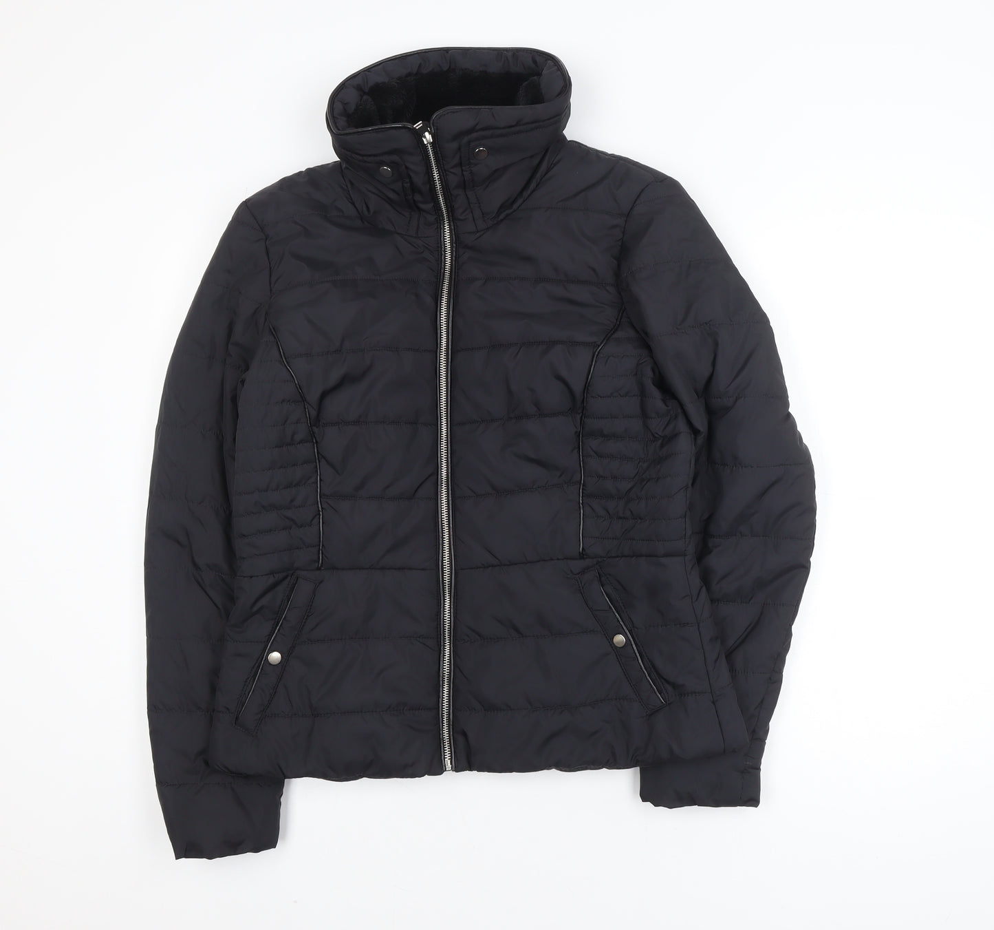 Vero Moda Women's Black L Puffer Jacket with Zip Pockets