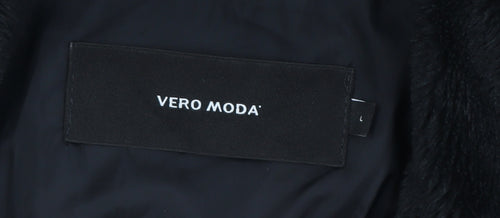 Vero Moda Women's Black L Puffer Jacket with Zip Pockets