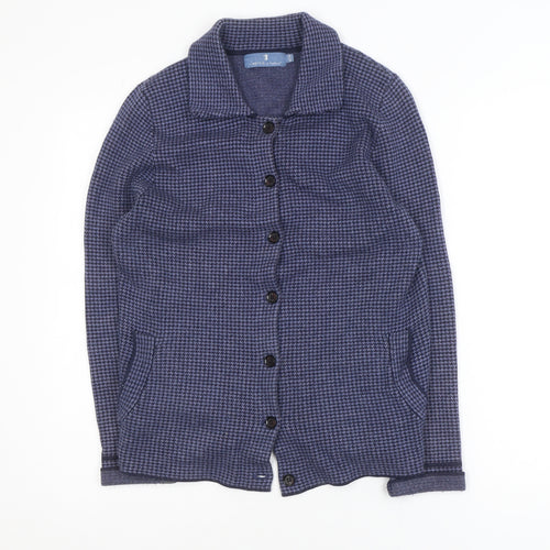 Castle of Ireland Blue Houndstooth Women's Blazer Size 10 Classic Fit