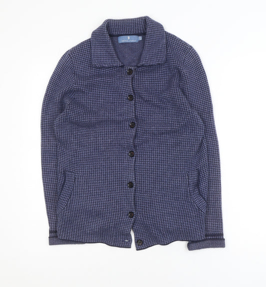 Castle of Ireland Blue Houndstooth Women's Blazer Size 10 Classic Fit