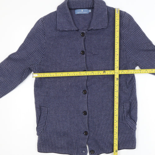 Castle of Ireland Blue Houndstooth Women's Blazer Size 10 Classic Fit