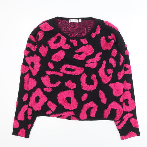 Bicalla Women’s Black Pink Leopard Knit Jumper Size S