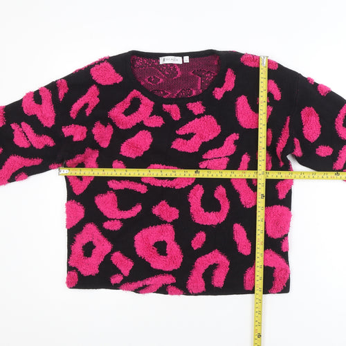 Bicalla Women’s Black Pink Leopard Knit Jumper Size S