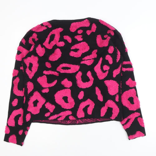 Bicalla Women’s Black Pink Leopard Knit Jumper Size S