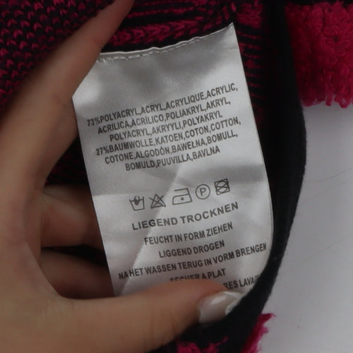 Bicalla Women’s Black Pink Leopard Knit Jumper Size S