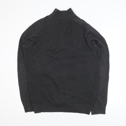 Dunnes Mens Grey Cotton Full Zip High Neck Jumper XL