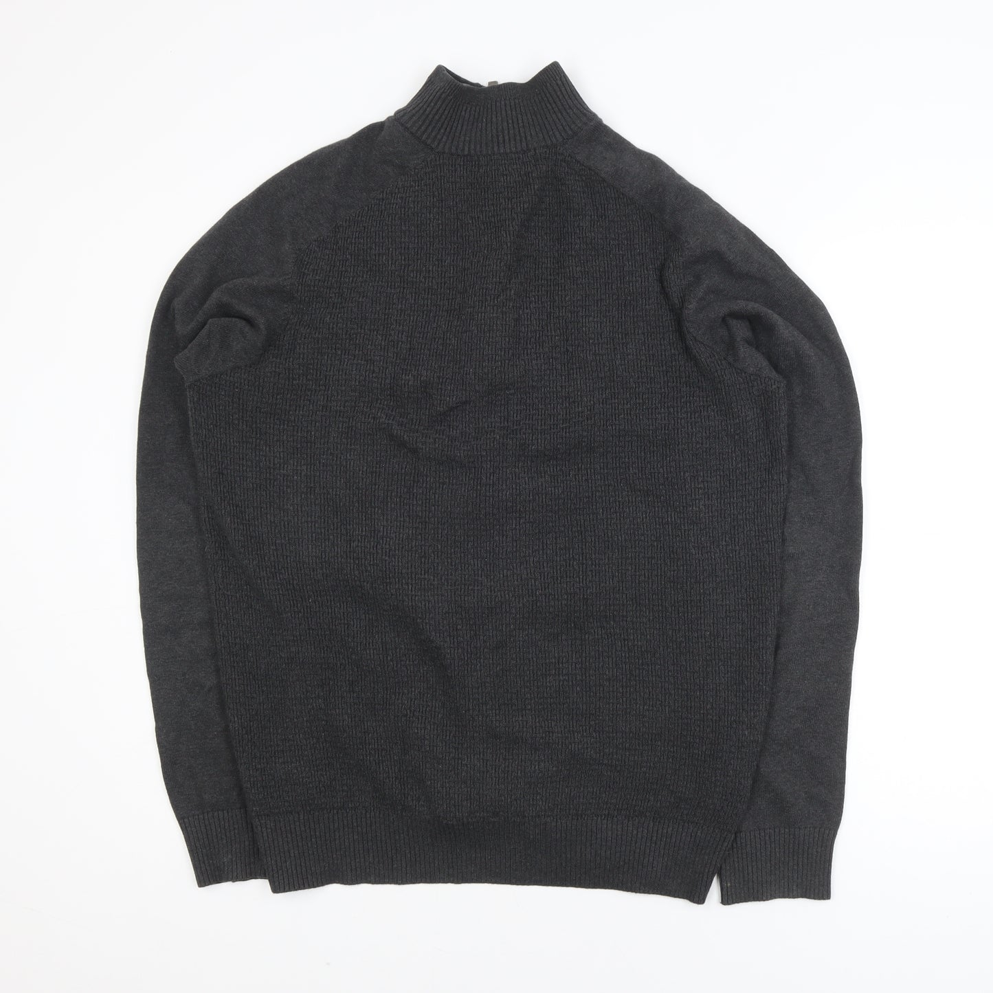 Dunnes Mens Grey Cotton Full Zip High Neck Jumper XL