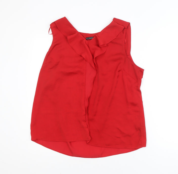 Dunnes Stores Women's Red Sleeveless Ruffle Blouse Size L