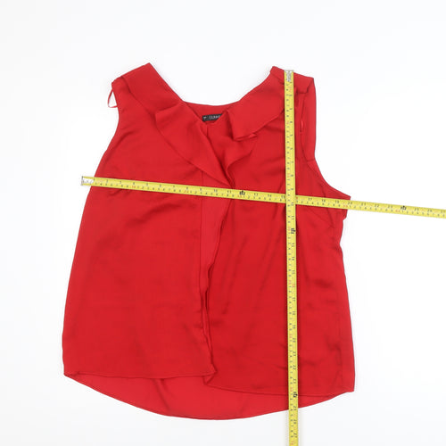 Dunnes Stores Women's Red Sleeveless Ruffle Blouse Size L
