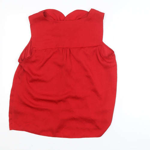 Dunnes Stores Women's Red Sleeveless Ruffle Blouse Size L