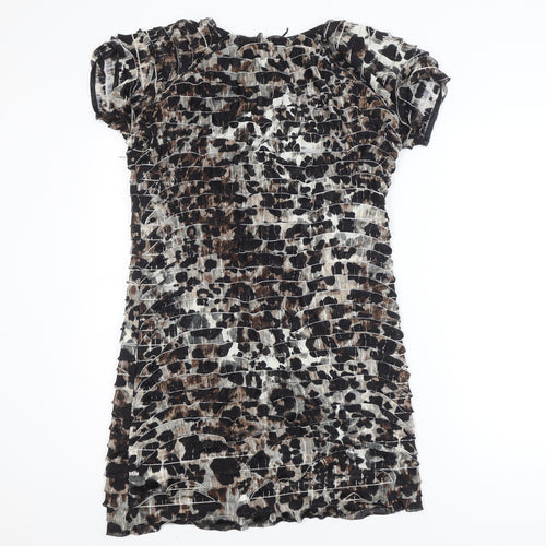 M&Co. Womens Brown Leopard Print Bodycon Dress Size 16 Stretch Lined