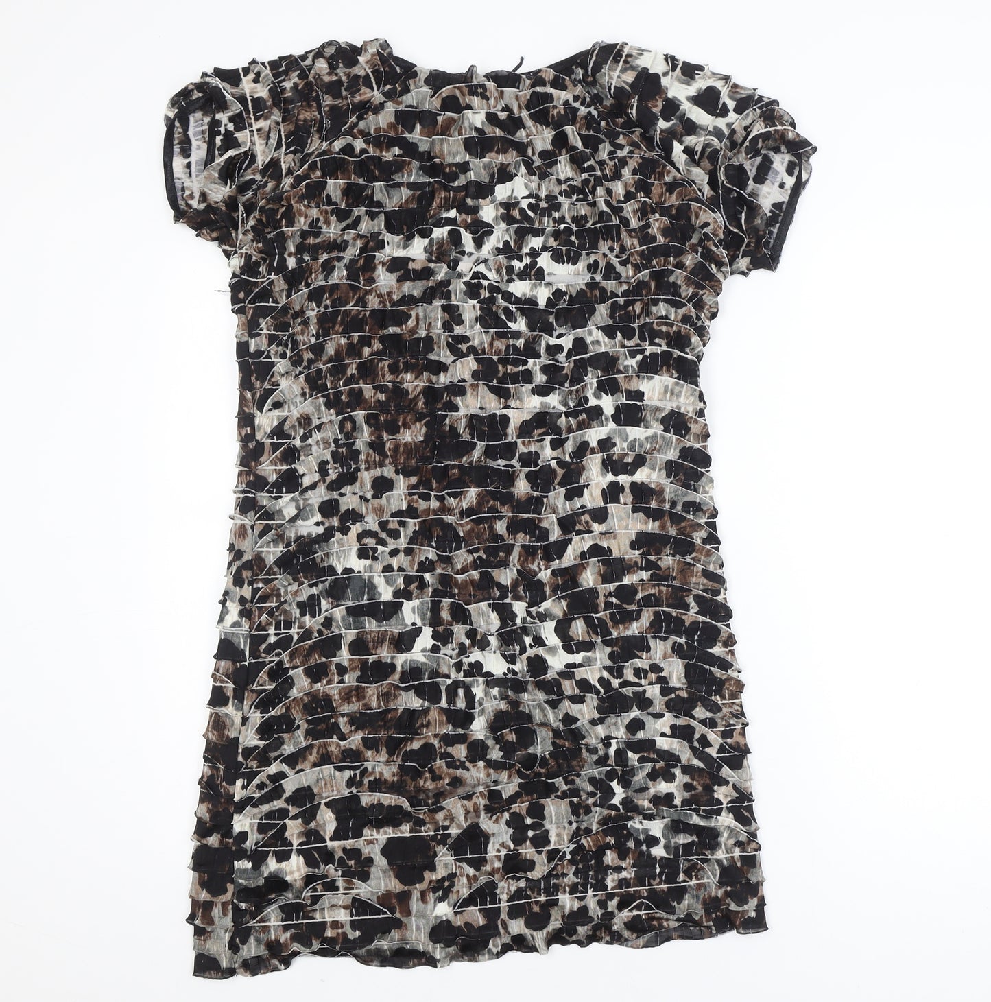 M&Co. Womens Brown Leopard Print Bodycon Dress Size 16 Stretch Lined