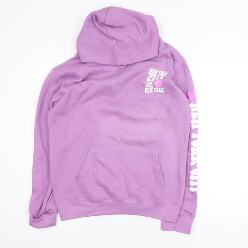 Popular Apparel Women's Purple Pullover Hoodie Medium Graphic Print