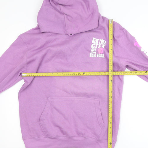 Popular Apparel Women's Purple Pullover Hoodie Medium Graphic Print