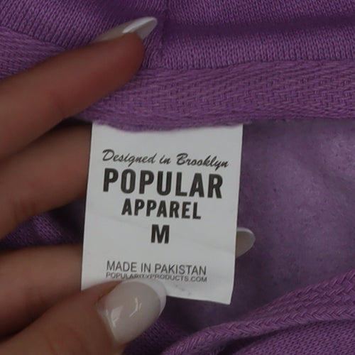 Popular Apparel Women's Purple Pullover Hoodie Medium Graphic Print
