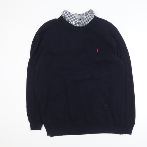 Next Women Blue 2XL Cotton Blend Crew Neck Jumper