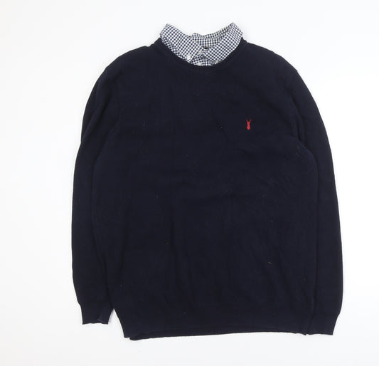 Next Women Blue 2XL Cotton Blend Crew Neck Jumper