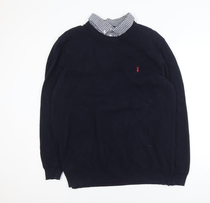 Next Women Blue 2XL Cotton Blend Crew Neck Jumper