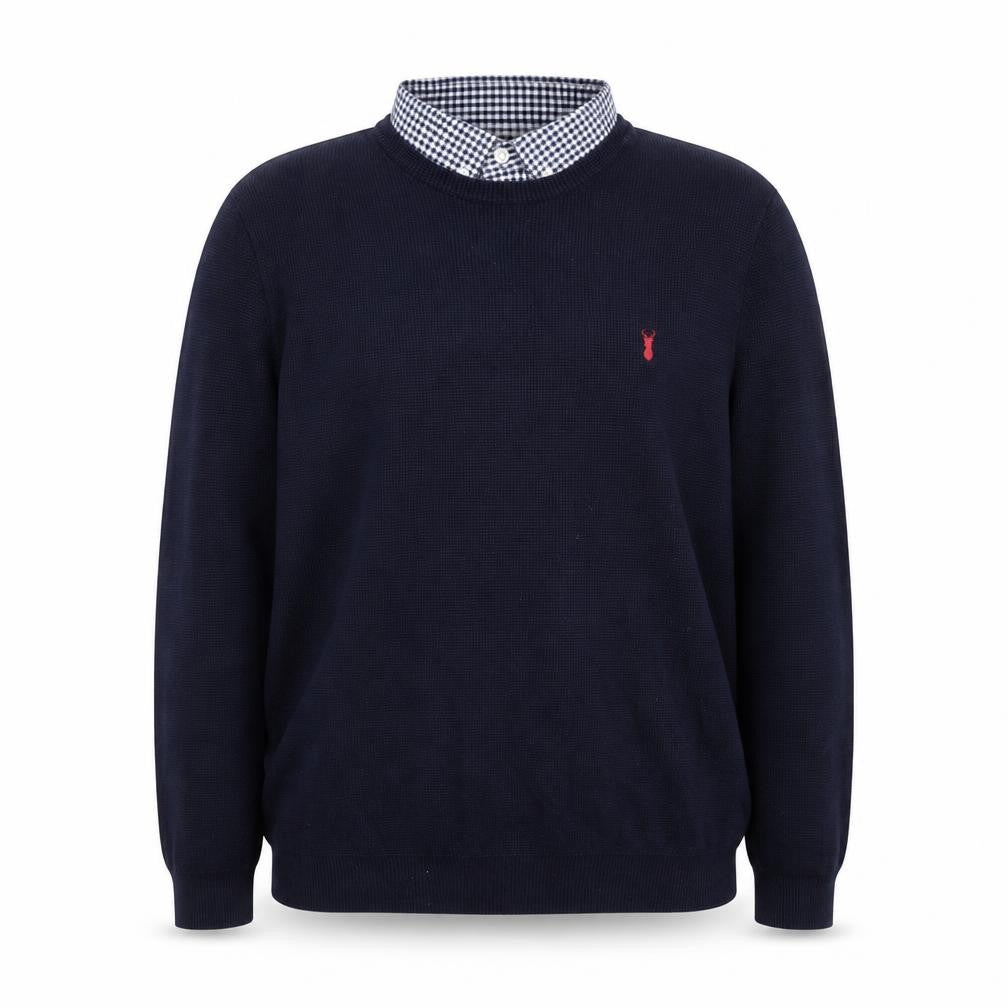 Front view of Next Women Blue 2XL Cotton Blend Crew Neck Jumper