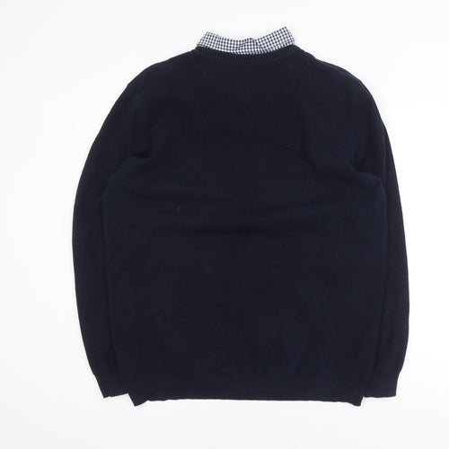 Next Women Blue 2XL Cotton Blend Crew Neck Jumper