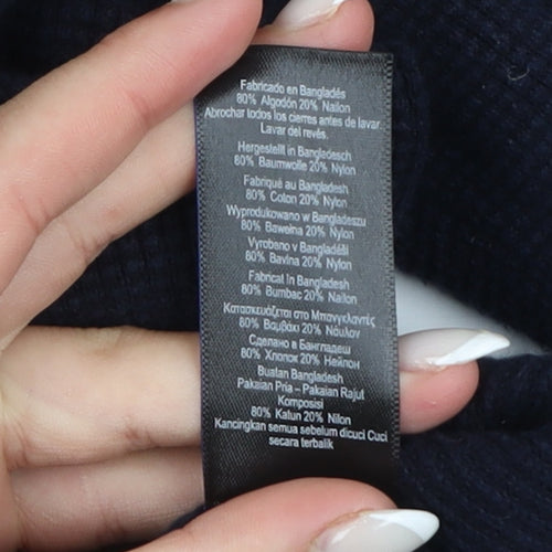 Next Women Blue 2XL Cotton Blend Crew Neck Jumper