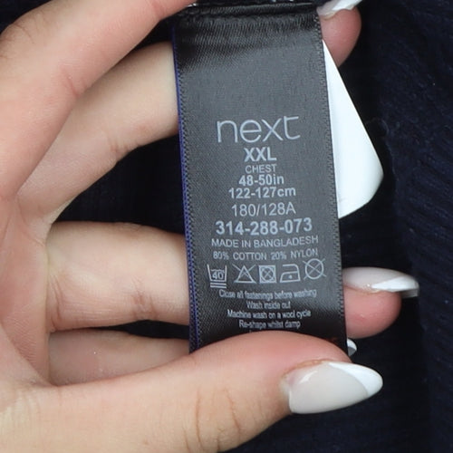 Next Women Blue 2XL Cotton Blend Crew Neck Jumper