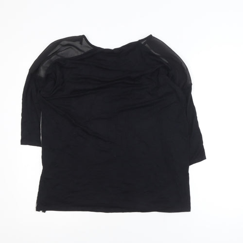 Sophie B Woman Black Art Print 3/4 Sleeve Viscose T-Shirt Size 18