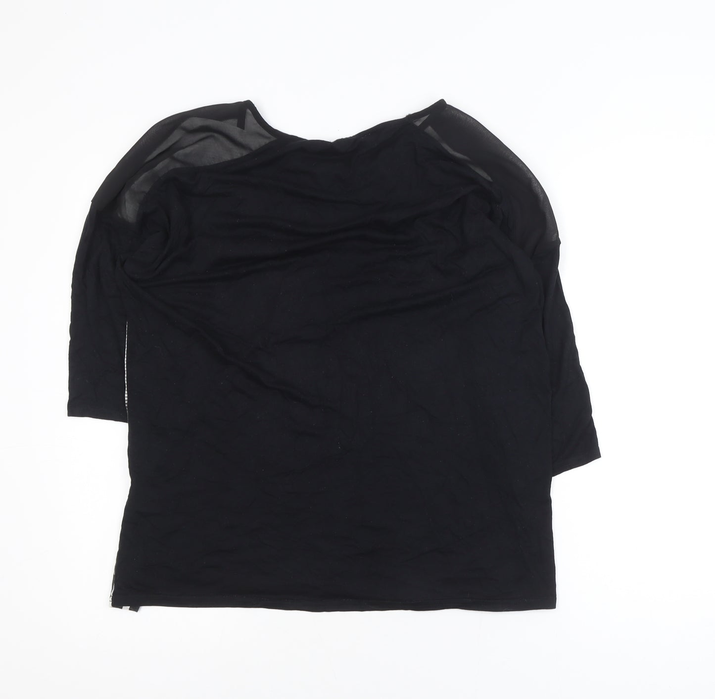 Sophie B Woman Black Art Print 3/4 Sleeve Viscose T-Shirt Size 18