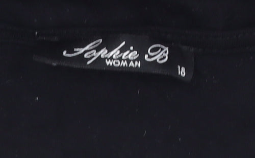 Sophie B Woman Black Art Print 3/4 Sleeve Viscose T-Shirt Size 18