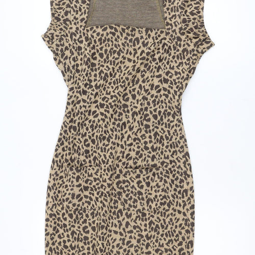 Necessary Objects Women's Brown Leopard Print Bodycon Dress M