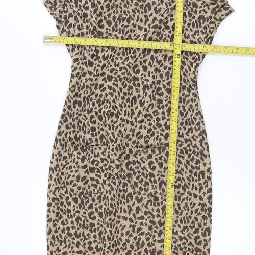 Necessary Objects Women's Brown Leopard Print Bodycon Dress M