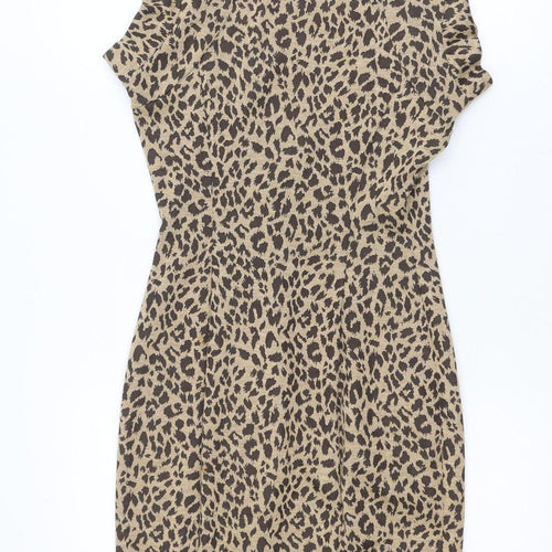 Necessary Objects Women's Brown Leopard Print Bodycon Dress M