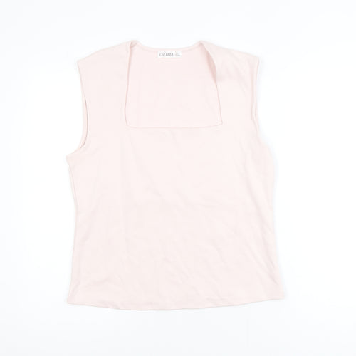 Gallery Women's Light Pink Sleeveless Cotton Blend Basic Tank Top L