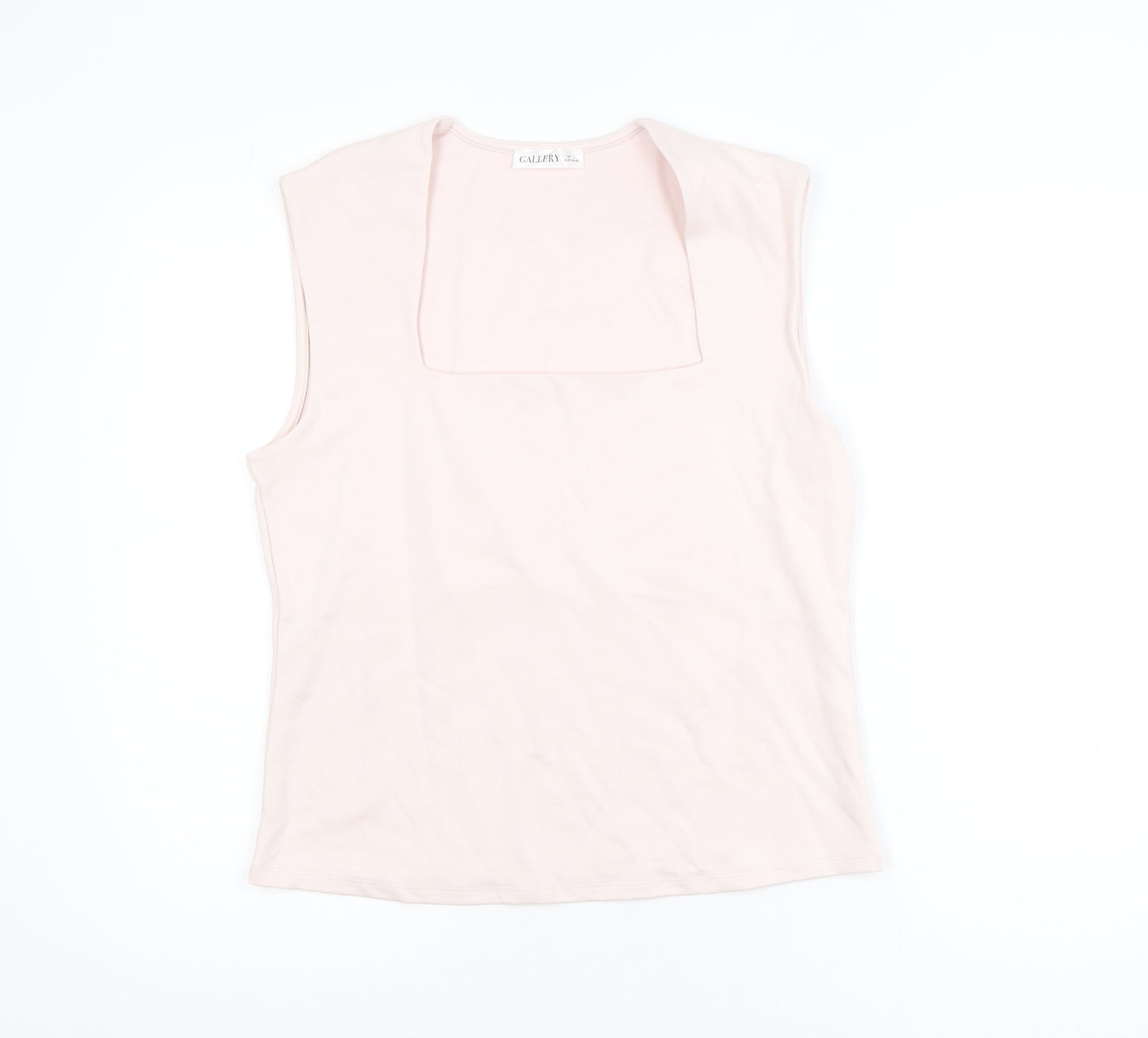 Gallery Women's Light Pink Sleeveless Cotton Blend Basic Tank Top L