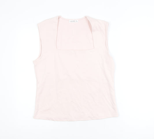 Gallery Women's Light Pink Sleeveless Cotton Blend Basic Tank Top L