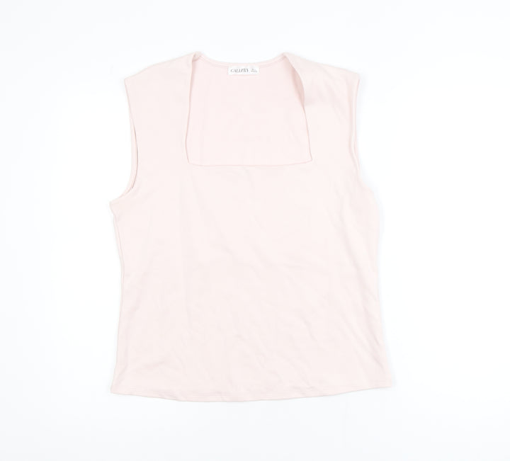 Gallery Women's Light Pink Sleeveless Cotton Blend Basic Tank Top L