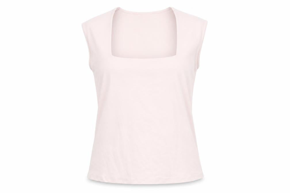 Front view of Gallery Women's Light Pink Sleeveless Cotton Blend Basic Tank Top L