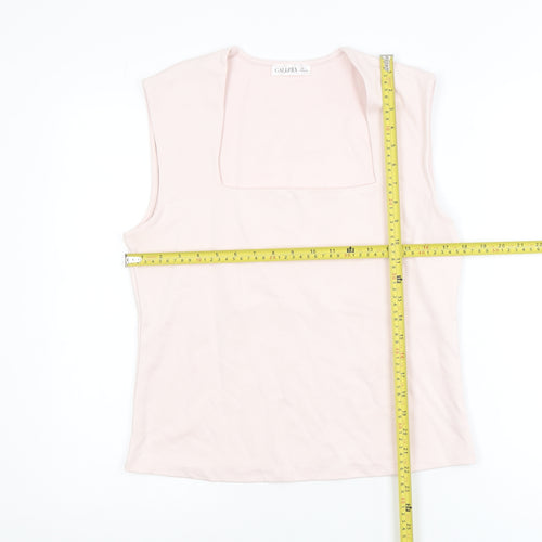 Gallery Women's Light Pink Sleeveless Cotton Blend Basic Tank Top L