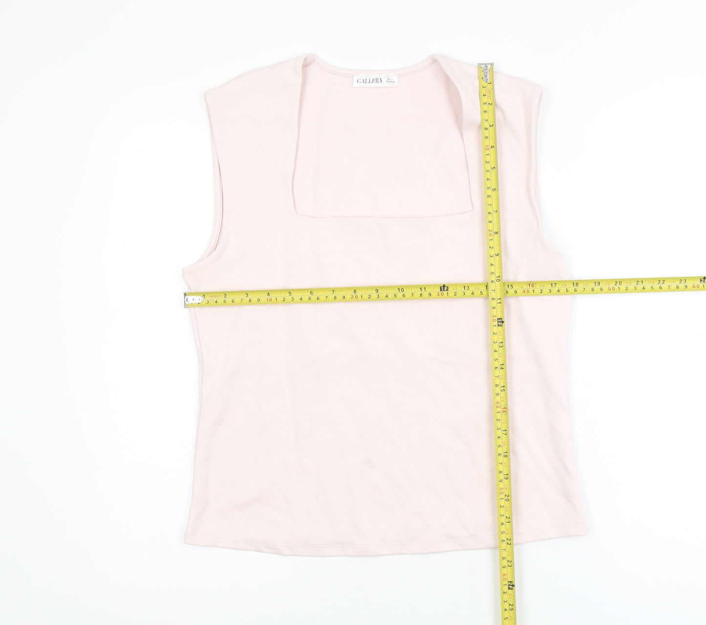 Gallery Women's Light Pink Sleeveless Cotton Blend Basic Tank Top L