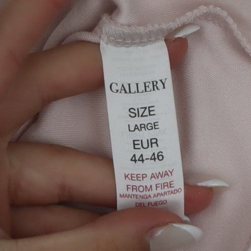Gallery Women's Light Pink Sleeveless Cotton Blend Basic Tank Top L