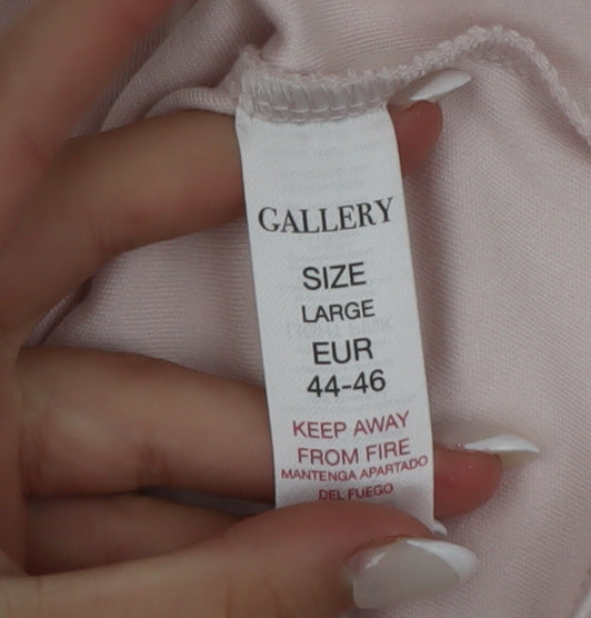 Gallery Women's Light Pink Sleeveless Cotton Blend Basic Tank Top L