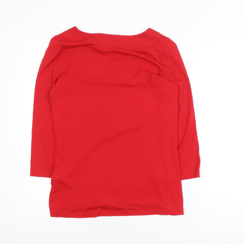 Dunnes Stores Signature Red Women’s Size 12 Beaded V-Neck 3/4 Sleeve Blouse