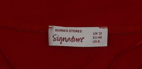 Dunnes Stores Signature Red Women’s Size 12 Beaded V-Neck 3/4 Sleeve Blouse