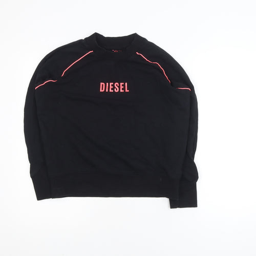 Diesel Womens Black Small Crew Neck Pullover Sweatshirt