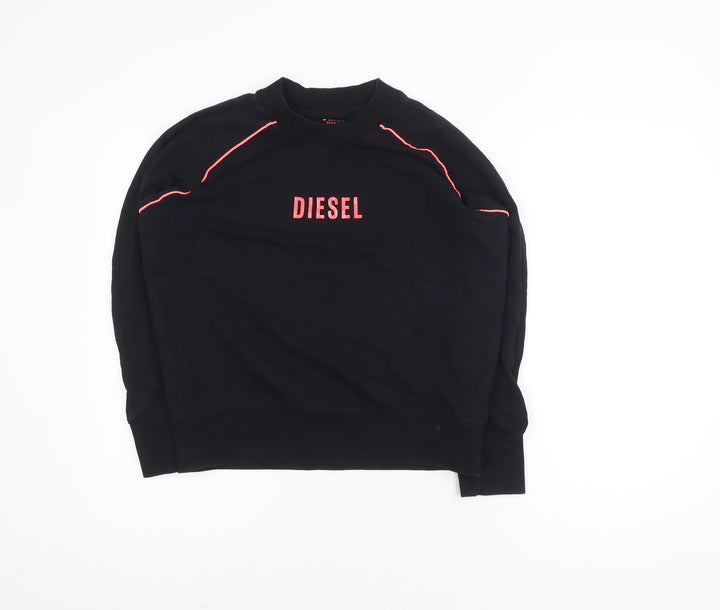 Diesel Womens Black Small Crew Neck Pullover Sweatshirt