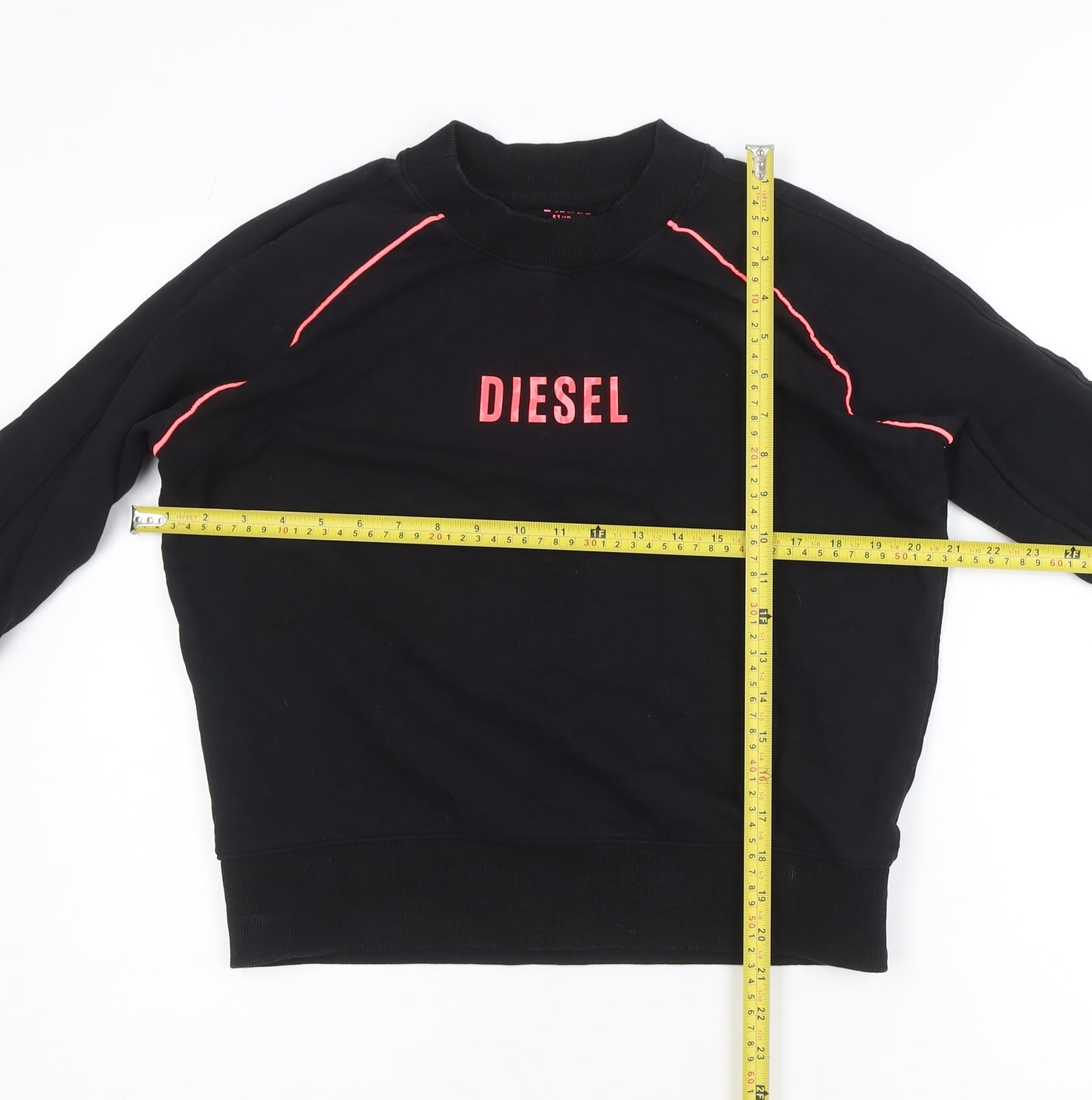 Diesel Womens Black Small Crew Neck Pullover Sweatshirt