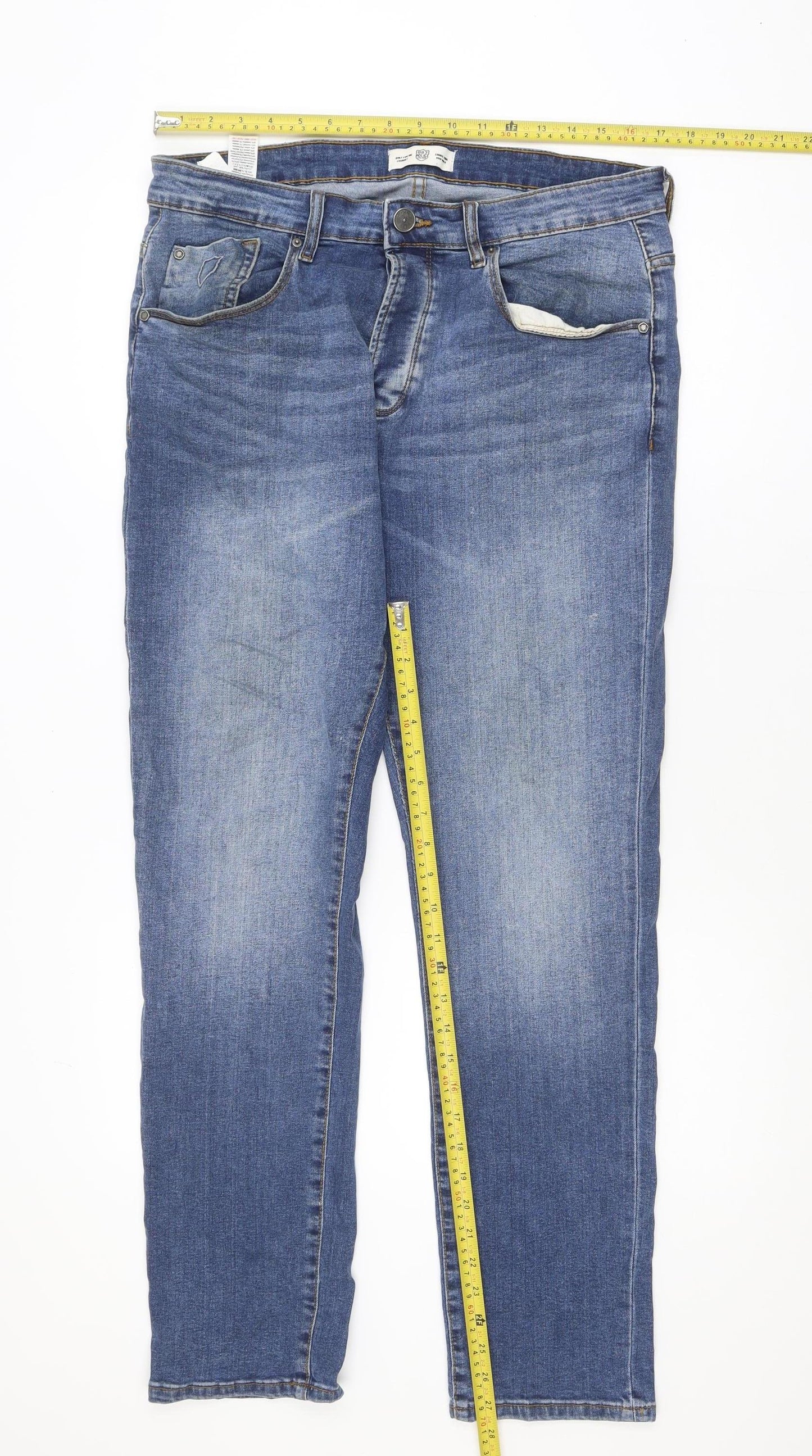 883 Police Men's Blue Regular Fit Straight Jeans W34